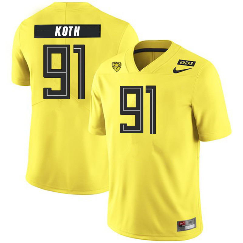 2019 Men #91 Taylor Koth Oregon Ducks College Football Jerseys Sale-Yellow - Click Image to Close